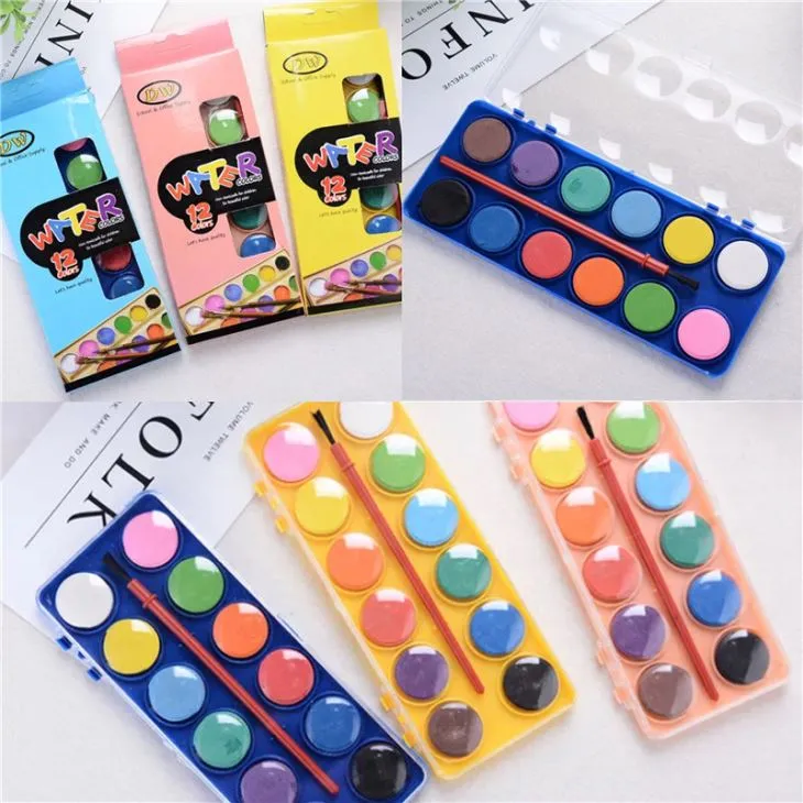 12 Aquarell-Malset mit Kunststoffbox